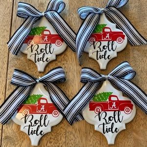Set of 4 University of AL Christmas Ornaments